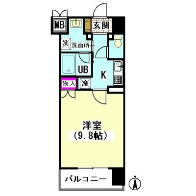 シティマンスリー・蒲田　エーエヌベアーズマンション　２Ｂナチュラルタイプ　【禁煙ルーム】【広々使える30㎡オーバーのお部屋です】の物件間取り図