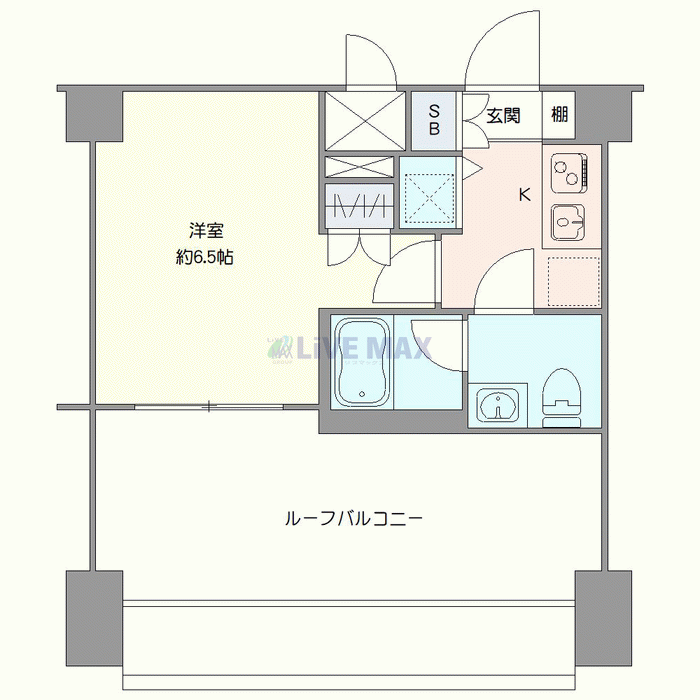 マンスリーリブマックス立川レアライズ◎『禁煙ルーム・1K』【独立洗面・浴室乾燥付】≪エクセレントシリーズ≫の物件間取り図