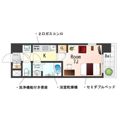 OneLife梅田WESTゲートSL【オートロック・バストイレ別・浴室乾燥機付き】の物件間取り図