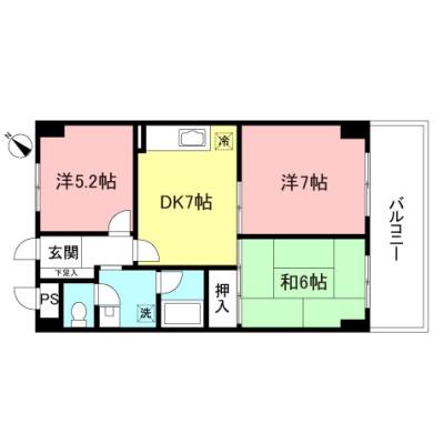 東都マンスリー パークサイド古淵 【６名入居可！WiFi無料！】3DKの物件間取り図
