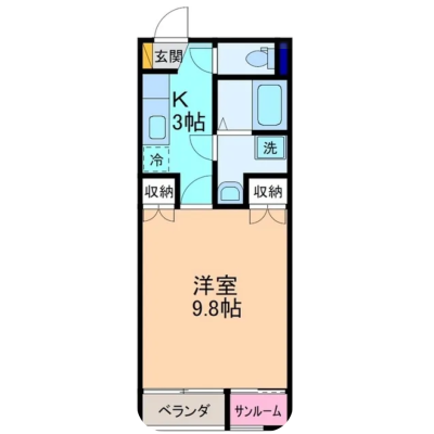 KIT【富山市】駐車場有☆バストイレ別・1K｜GT0101の物件間取り図