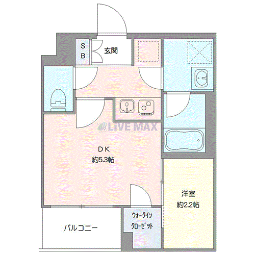 マンスリーリブマックス東品川スタイリオ◇『禁煙ルーム・1DK』【独立洗面・浴室乾燥付】≪プレミアムシリーズ≫の物件間取り図