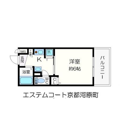 【京都河原町駅　徒歩4分】EC京都河原町プレジール⑥【分譲貸ドラム式洗濯乾燥機・ブルーレイレコーダー標準装備！】の物件間取り図