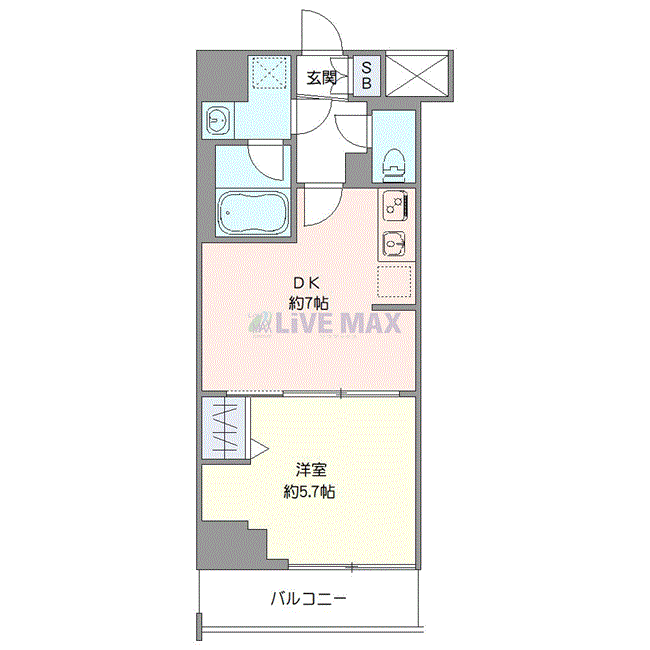 マンスリーリブマックス府中ステージファースト■『禁煙ルーム・1DK』【独立洗面・浴室乾燥付】≪プレミアムシリーズ≫の物件間取り図