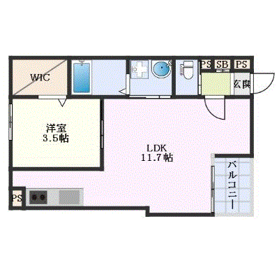 グッドステイ泉佐野駅南ガーデニア★エグゼ【ハイクラス・1LDK・設備充実】の物件間取り図