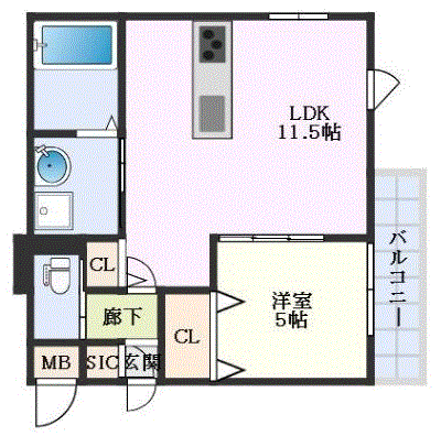 マンスリーリブマックス泉佐野駅北アルカ■エグゼ【1LDK・設備充実】≪エクセレントシリーズ≫の物件間取り図