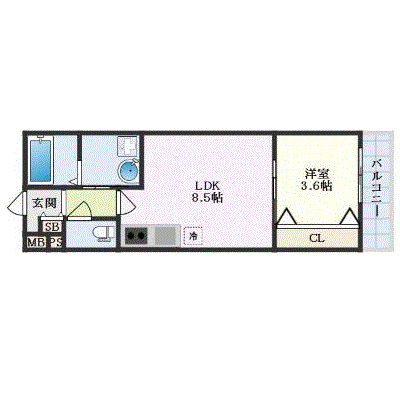グッドステイ泉佐野駅アリビオ★エグゼ【ハイクラス・1LDK・設備充実】の物件間取り図