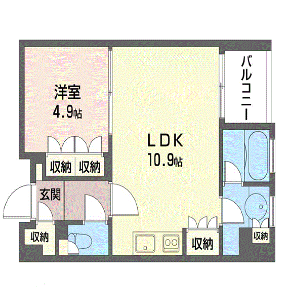 マンスリーリブマックス銀座プライム■『禁煙ルーム・1LDK』【独立洗面・浴室乾燥付】≪エクセレントシリーズ≫の物件間取り図