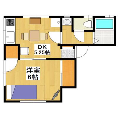 ｅすまいＹーＫハイツ新越谷(無料Wi-Fi・禁煙)★１ＤＫのお部屋で２名様入居も可能です★の物件間取り図