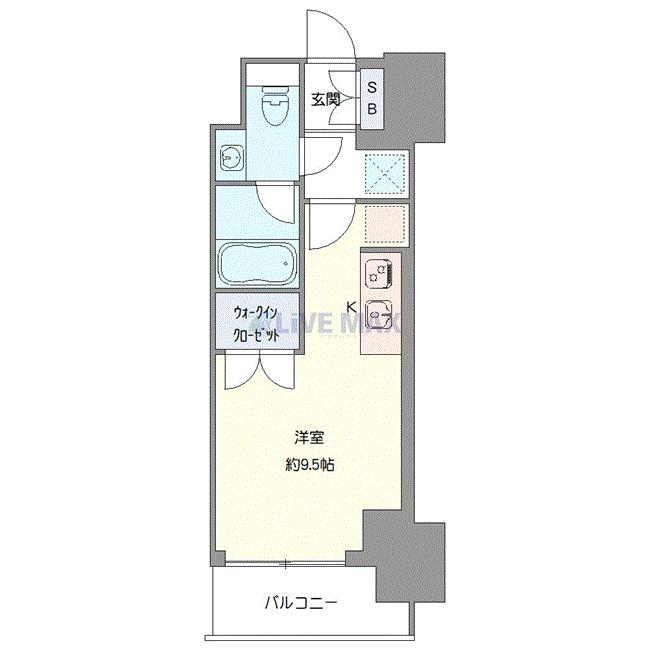 マンスリーリブマックス中目黒ステーションEASTメゾン△『禁煙ルーム・1R』【Wi-Fi無料・浴室乾燥・独立洗面】≪エクセレントシリーズ≫の物件間取り図