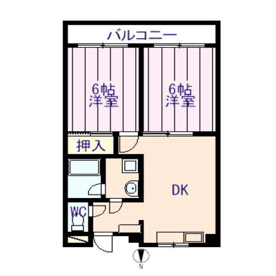 ライフスタイル本町Ⅱ　希少な２DK物件！！　ご家族でのご利用・出長に最適な場所。の物件間取り図