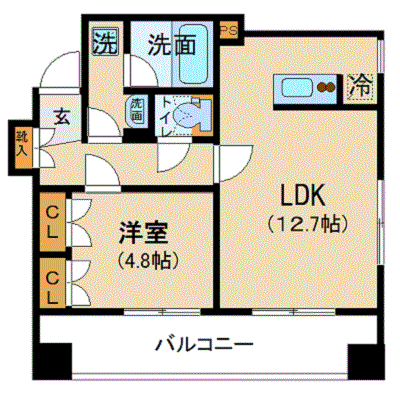 マンスリーリブマックス東京八丁堀■【42㎡・1LDK・ツインタイプ】≪スタンダードシリーズ・スイートタイプ≫の物件間取り図