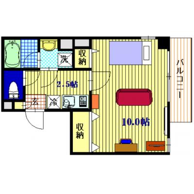 メゾンドシャルマン【102号室】２駅５路線利用可で利便性◎　敷地内LUUPあり！の間取り図