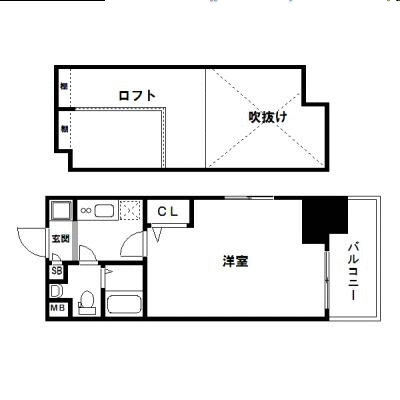 マンスリーリブマックス神戸県庁前グランディオ■【ロフト付き・NET無料・バストイレ別・人気設備充実】≪エクセレントシリーズ≫の物件間取り図