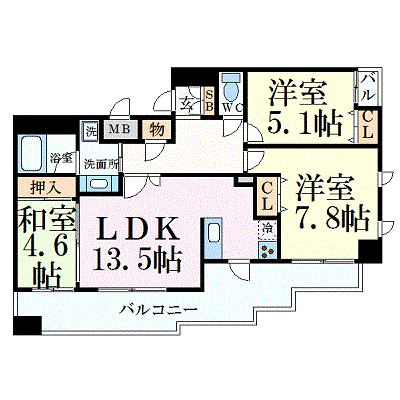 マンスリーリブマックス三ノ宮プレジール■『3LDK・駐車場有』【シモンズ社ベット2台導入・50型TV・和室有】≪ラグジュアリーシリーズ≫の物件間取り図