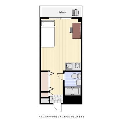 ユニオンマンスリー目黒洗足１　105　1R・シングル☆ハンガーラック＆クローゼットで収納たっぷり♪広々デスク付き♪360°VR内見可能！の間取り図