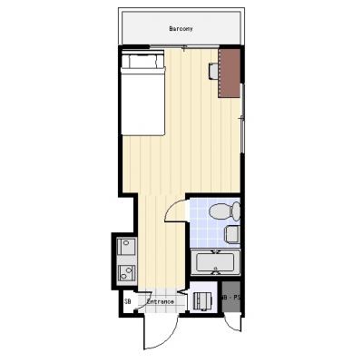 ユニオンマンスリー恵比寿駅前１　302　1R・シングル☆デスク＆チェア付き♪■JR線・東京メトロ「恵比寿駅」徒歩5分の間取り図