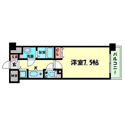 マンスリーリブマックス天神橋筋六丁目駅前ファミール■【NET固定有り・洗浄機能付便座・独立洗面台】≪スタンダードシリーズ≫の物件間取り図