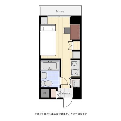 ユニオンマンスリー黄金町１　705　1R・シングル☆上層階のお部屋♪オートロック完備♪デスク＆チェア付き♪■京急本線「黄金町駅」徒歩2分の間取り図