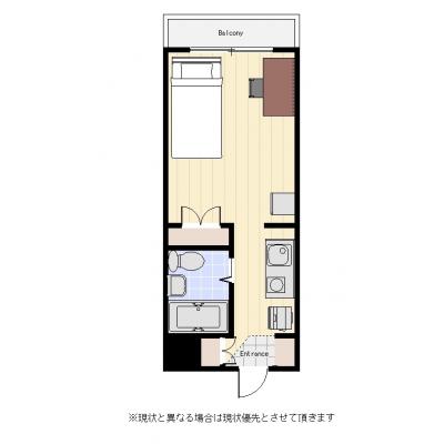 ユニオンマンスリー立川１　1014　1R・シングル☆最上階で眺めのいいお部屋♪便利な宅配BOX完備♪■休日は昭和記念公園で散歩もおすすめの間取り図