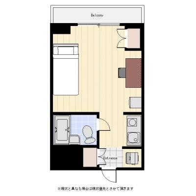 ●2026年5月4日から入居可●ユニオンマンスリー横浜駅東口２　406　1R・セミダブル☆横浜駅から徒歩8分！／みなとみらい、高島町エリア勤務に最適！／EV・ALあり／室内洗濯機■選べるWi-Fi格安の間取り図