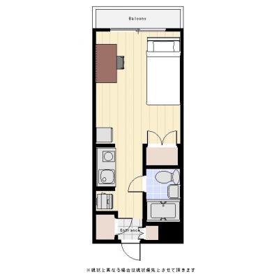 ユニオンマンスリー生田１　110　1R・セミダブル☆安心のオートロック完備＆室内洗濯機♪デスク＆チェア付き♪■小田急線「生田駅」徒歩5分の間取り図