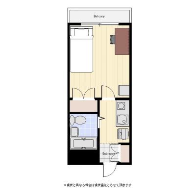 ユニオンマンスリー横浜中央２　204　1K・シングル☆◆インターネット固定回線（有線）無料の部屋◆京急本線「戸部駅」徒歩1分の間取り図