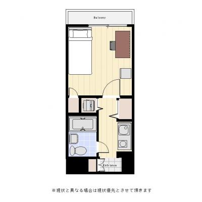 ユニオンマンスリー大塚５　703　1K・セミダブル☆室内洗濯機＆デスク・チェアのお部屋♪収納スペース充実！の間取り図