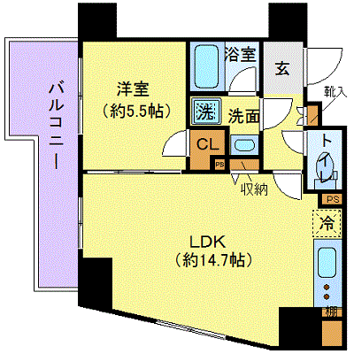 グッドステイ三ノ輪・南千住ブロード■『43平米・1LDK』【ハイクラス・独立洗面・浴室乾燥付】の物件間取り図