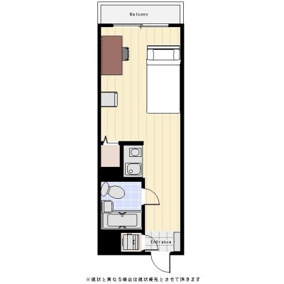 ユニオンマンスリー横浜・白楽１　205　1R・シングル☆■安心のオートロック完備♪デスク＆チェア付きでテレワークにもおすすめ♪■東急東横線利用で渋谷・横浜まで乗換なしでアクセスの間取り図