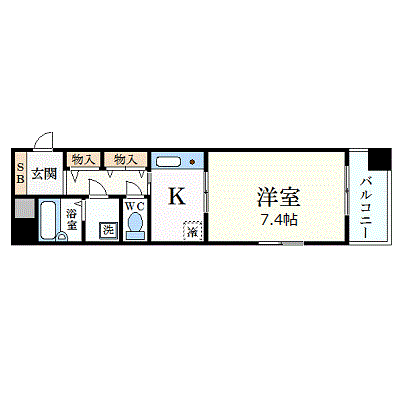 グッドステイ新神戸プレサンス■『1DK』【ベーシック・NET対応】の物件間取り図