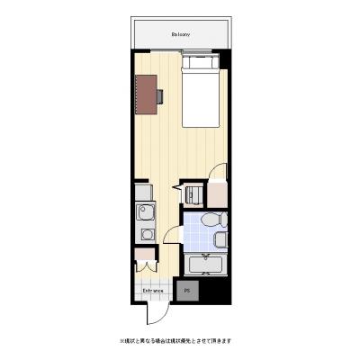 ユニオンマンスリー川崎２　607　1R・シングル☆川崎駅徒歩7分／室内洗濯機／エレベーターありの間取り図