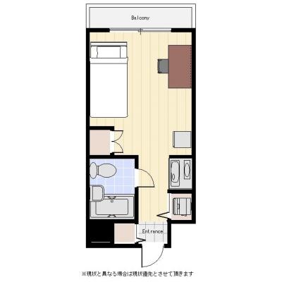 ユニオンマンスリー横浜駅西口２　902　1R・セミダブル☆横浜駅から徒歩6分！／オートロック／室内洗濯機／気軽でおいしいお店は西口です♪の間取り図