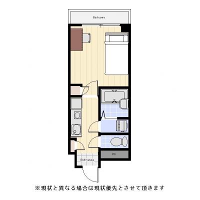 ユニオンマンスリー後楽園４　1302　1K・セミダブル☆高層階で眺めのいいお部屋♪安心のオートロック＆宅配BOX完備♪バストイレ別♪の間取り図