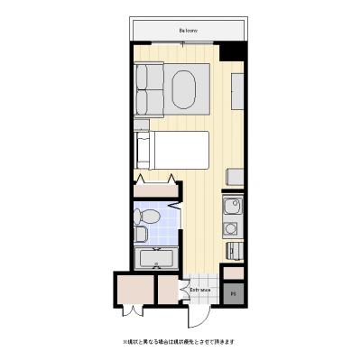 ●2026年2月8日から入居可●ユニオンマンスリー立川１　407　1R・セミダブル・くつろぎstyle☆宅配BOX完備♪／水道光熱費不要の間取り図