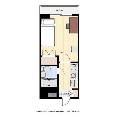 ユニオンマンスリー国分寺１　510　1R・シングル☆安心の室内洗濯機♪デスク＆チェア付きでテレワークにもおすすめの物件間取り図