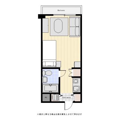 ユニオンマンスリー横浜駅西口１　202　1R・シングル・くつろぎstyle☆横浜駅西口の勤務におススメ！電車完全回避！休日はポートサイドエリアの公園散歩がおススメ■選べるWi-Fi格安レンタル中！の間取り図