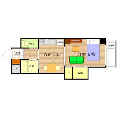 ワールドマンスリー新大阪５(1ＤＫ)住環境良好♪30㎡超の広々な1ＤＫです★の物件間取り図
