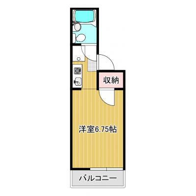 フジハラC｜Wi-Fi無料｜山梨大学医学部徒歩6分｜スーパー・100均ショップ徒歩１分の物件間取り図