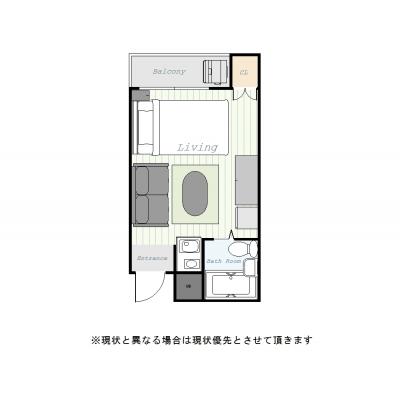 ユニオンマンスリー松戸１　403　1R・セミダブル・くつろぎstyleの物件間取り図