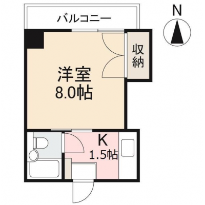 グローバルマンスリー栗林（Aタイプ）【ことでん栗林公園駅から徒歩6分・鉄筋コンクリート造。お問合せからご退去まで来店不要・対面不要でご対応可能！】の物件間取り図