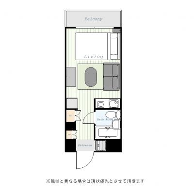 ●2026年5月4日から入居可●ユニオンマンスリー桜木町２　708　1R・セミダブル・くつろぎstyle☆桜木町・馬車道・関内への徒歩通勤に最適！電車通勤回避。休日は海沿いへ行こう♪の間取り図