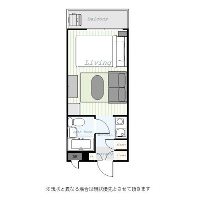 ●2026年2月7日から入居可●ユニオンマンスリー町田３　202　1R・セミダブル・くつろぎstyle☆水道光熱費不要の間取り図