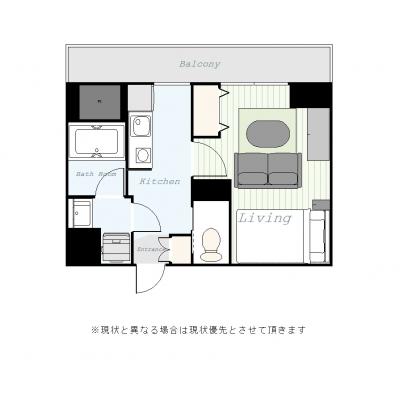 ユニオンマンスリー千葉中央駅前１　1009　1K・セミダブル・くつろぎstyle☆千葉中央駅　徒歩1分の間取り図