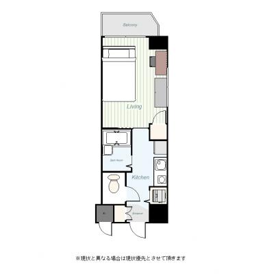 ユニオンマンスリー横浜吉野町５　604　1K・セミダブル☆◆インターネット固定回線（有線）無料の部屋◆！の間取り図