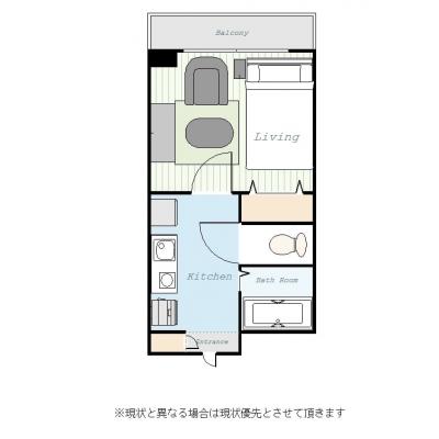 ユニオンマンスリー船橋４　401　1K・セミダブル・くつろぎstyle☆角部屋⭐入居中安心サポート⭐の物件間取り図