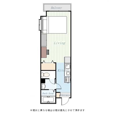 ユニオンマンスリー南柏１　602　1R・ダブル☆■人気の角部屋♪バストイレ別・独立洗面台♪広々25.6㎡にダブルベット付き！の間取り図