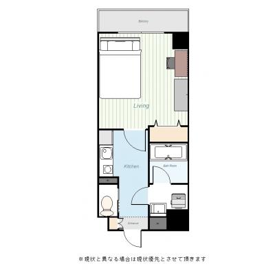 ユニオンマンスリー千葉中央駅前１　902　1K・ダブル☆宅配BOX完備♪の間取り図