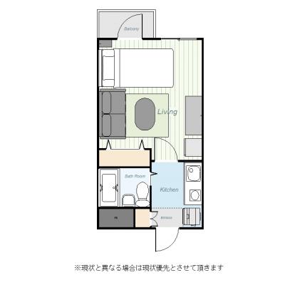ユニオンマンスリー八王子１　203　1K・シングル・くつろぎstyle☆オートロックつき物件の間取り図