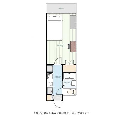ユニオンマンスリー東船橋１　302　1K・セミダブル☆安心のオートロック完備♪人気のバストイレ別♪デスク＆チェア付き！の間取り図